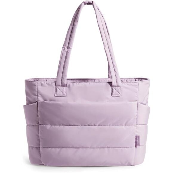 Tote Bag for Women, Lightweight Puffy Tote Bag Purple - Picture 1 of 6
